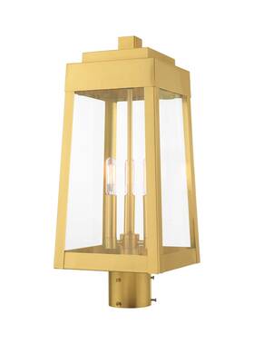 20856 Livex Lighting 847284058910 Brass Oslo 3-light 20 Inch H Outdoor Single Head Post Light
