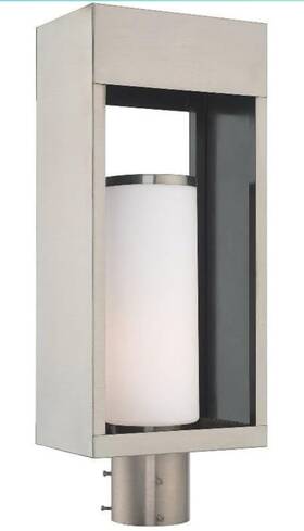 Livex Lighting 847284059054 Bleecker 1 Light 20 Inch Brushed Nickel Outdoor Post Top Lantern Livex Lighting 847284059054 Bleecker 1 Light 20 Inch Brushed Nickel Outdoor Post Top Lantern