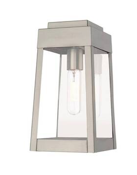 Livex Lighting 847284059412 20852-91 Nickel Oslo Single Light 12 Inch H Outdoor Wall Sconce Modern Livex Lighting 847284059412 20852-91 Nickel Oslo Single Light 12 Inch H Outdoor Wall Sconce Modern