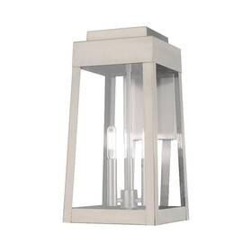 Livex Lighting 847284059450 Oslo 16 Inch Three Light Outdoor Wall Lantern Brushed Nickel Clear Glass Enclosure Livex Lighting 847284059450 Oslo 16 Inch Three Light Outdoor Wall Lantern Brushed Nickel Clear Glass Enclosure