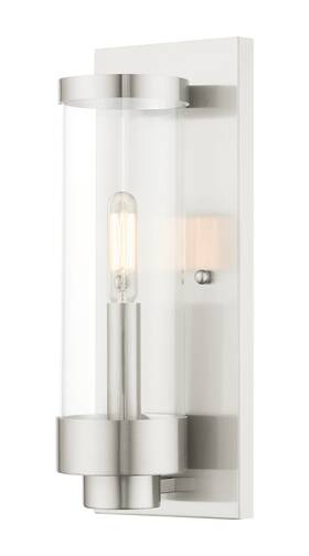 20721 Livex Lighting 847284063587 Hillcrest 12 Inch Tall Outdoor Wall Sconce - Nickel 20721 Livex Lighting 847284063587 Hillcrest 12 Inch Tall Outdoor Wall Sconce - Nickel