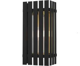 Livex Lighting 847284068315 Greenwich 1 Light Outdoor Wall Lantern Black/satin Brass/clear - 20753-04 Livex Lighting 847284068315 Greenwich 1 Light Outdoor Wall Lantern Black/satin Brass/clear - 20753-04