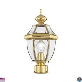 B0040d54hc Livex Lighting Outdoor Post Light With Clear Beveled Glass Shades Polished Brass Finish