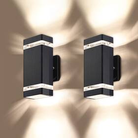 Zy-b1046c2hei Lmp 2 Pack Led Square Up And Down Lights Outdoor Wall Light Body In Aluminum Wat