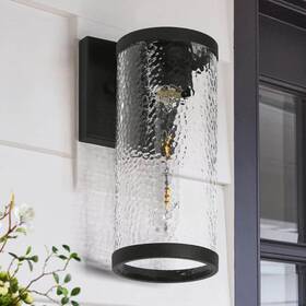 2e7rmmhd15186y9 Lnc Modern 1-light Black Outdoor Wall Light Cylinder Sconce With Hammered Clear For 2e7rmmhd15186y9 Lnc Modern 1-light Black Outdoor Wall Light Cylinder Sconce With Hammered Clear For