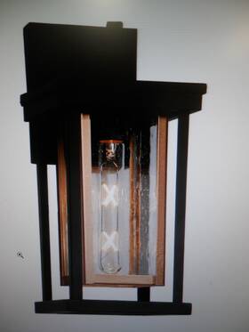 A05165 Lnc 1-light Black &gold Outdoor Wall Lantern Sconce With Seeded Clear Glass