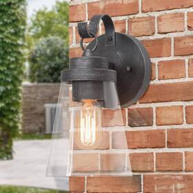 Eaneejhd1109bq7 Lnc Modern Brushed Gray Outdoor Wall Lantern Sconce With Bell Clear Glass Shade Eaneejhd1109bq7 Lnc Modern Brushed Gray Outdoor Wall Lantern Sconce With Bell Clear Glass Shade