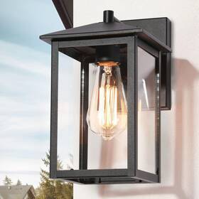 Fnyvbfhd1504588 Lnc Modern 1-light Black Outdoor Wall Lantern Sconce With Clear Glass Shade For