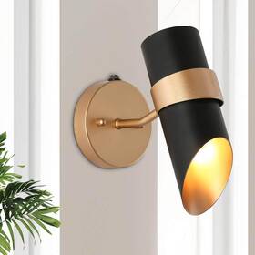 Hl005062bg Lnc Modern 10 Inch Black Dusk To Dawn Outdoor Hardwired Wall Lantern Sconce With Gold