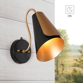 Hl005226bg Lnc Modern 11 Inch 1-light Black Dusk To Dawn Outdoor Hardwired Wall Lantern With