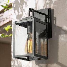 Mavenzhd14249v7 Lnc Square Modern 1-light Black Non- Solar Outdoor Wall Lantern Sconce With