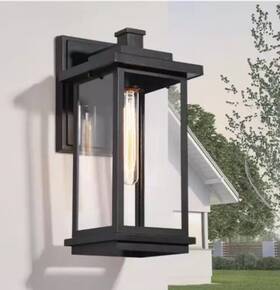 Mjzf2ehd1156w68 Lnc New Modern 14.8 Inch 1-light Black Outdoor Wall Lantern Sconce Glass Shade B136 Mjzf2ehd1156w68 Lnc New Modern 14.8 Inch 1-light Black Outdoor Wall Lantern Sconce Glass Shade B136
