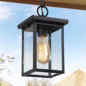Nfrimrhd14121a7 Lnc Matte Black Rustic Outdoor Hanging Lantern Square Pendant Light A04121 Ob