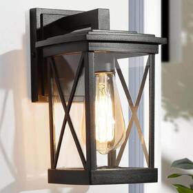 Yvjvyyhd14751q8 Lnc Modern Black Rectangle Outdoor Wall Lantern Sconce 1-light Hardwired Patio/porch