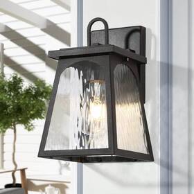 Zifiqblws098wa9 Lnc Modern 1-light Rusty Bronze Outdoor Wall Lantern Sconce With Water Wave Arched