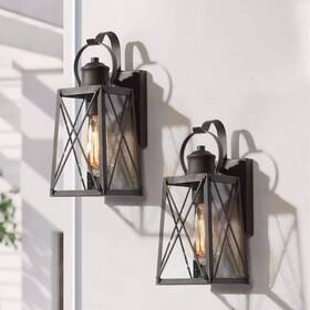 Zqf6bahd151rdy7 Lnc Craftsman Modern Rustic Bronze 1-light Outdoor Wall Sconce With Clear Seeded