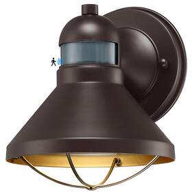 21usbd001br-fba Lonedruid Motion Sensor Led Outdoor Barn Lights Brown Exterior Wall Lantern Dusk To Daw