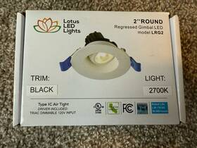 Lrg2 Lotus 648044944005 Led Lights 2 Inch Round Regressed Gimbal 5w 2700k 120v Black New