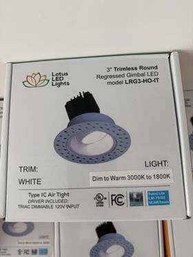 Lrg3-ho-it Lotus Led Lights 3 Inch Trimless Round Regressed Gimbal White Dimmable Lrg3-ho