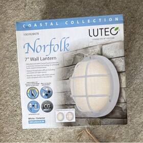 1003928478 Lutec Norfolk Coastal 7 Inch White Outdoor Led Wall Lantern Weather Resistant