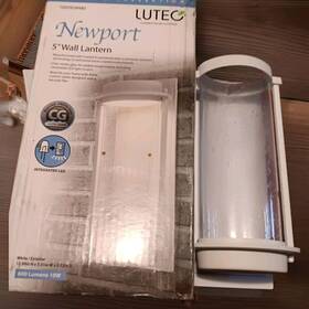 1003928480 Lutec Coastal Newport White Outdoor Integrated Led Wall Lantern Sconce New