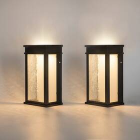 Lutec 939412012643 2 Packs 1000 Lumen 3000k Led Wall Light With Seeded Glass Dusk To Dawn Modre