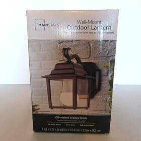Mainstays 039208238281 Wall Mounted Outdoor Lantern 8.5 Inch Oil Rubbed Bronze Finish Nib Mainstays 039208238281 Wall Mounted Outdoor Lantern 8.5 Inch Oil Rubbed Bronze Finish Nib