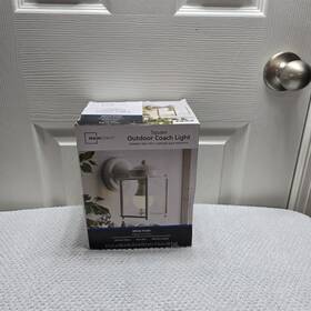 Mainstays 810665022619 Square Outdoor Coach Light White Finish Wall Mount Exterior Fixture