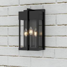 2418-3w Maxax Montpelier Black 3-light Outdoor Hardwired Water Glass Wall Lantern Sconce