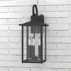 Mx7004-w3bk Maxax Hawaii 19.88 Inch H 3-bulb Black Hardwired Outdoor Wall Lantern Sconce With Dusk