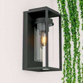Mx7005-w1bk Maxax Lantern Sconce 12.28 Inch Rectangle Clear Glass Shade Dusk To Dawn Metal Black Mx7005-w1bk Maxax Lantern Sconce 12.28 Inch Rectangle Clear Glass Shade Dusk To Dawn Metal Black