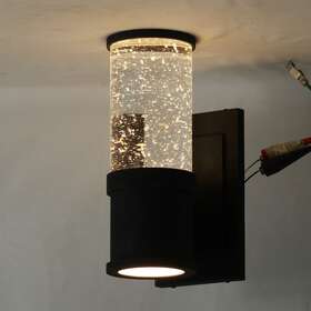 53685clgbk Maxim Pillar Led Outside 2-light Wall Lamp Clear Glass Black Finish