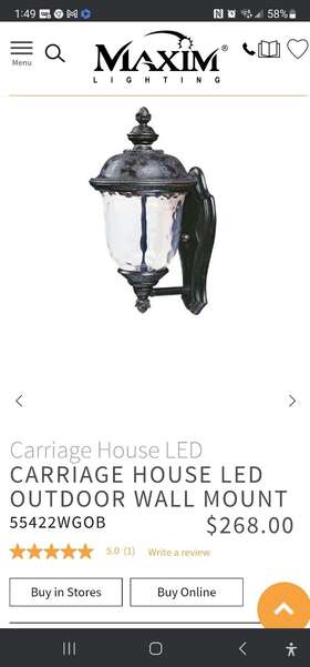 55422wgob Maxim 55422 Bronze Carriage House 16 Inch Led Wall Sconce