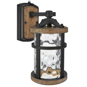 Mel-12275w Maxxima Black Outdoor With Led Wood Dusk To Dawn Sensor Wall Light Grain Finish Clear