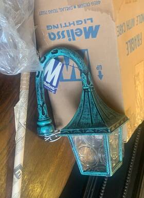 131-24 Melissa Lighting Outdoor Garden Light Lantern Verdigris Metal Bullseye Glass