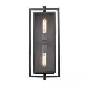 Millennium Lighting 313107180101 Rankin 2-light 8.3 Inch Textured Black Outdoor Wall Sconce Clear
