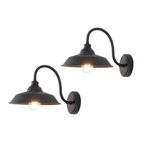 Wcb2350a2002b00 Mirrea Farmhouse Outdoor Gooseneck Barn Wall Light With 10 Inch Dome Matte Black