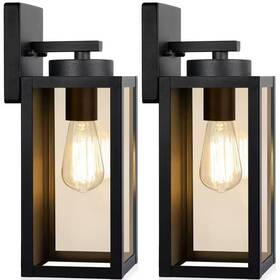 Misopily 711181725766 12.8 Inch Exterior Waterproof Wall Lanterns Modern Matte Black Porch Sconces With