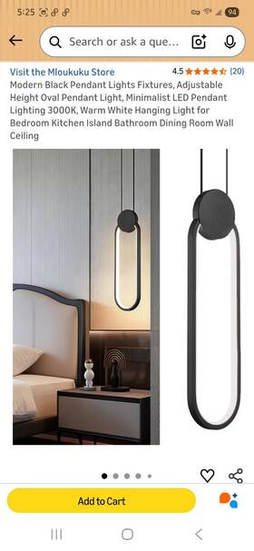 L2-jw80 Mloukuku Modern Black Led Pendant Light Adjustable Height Oval Warm White