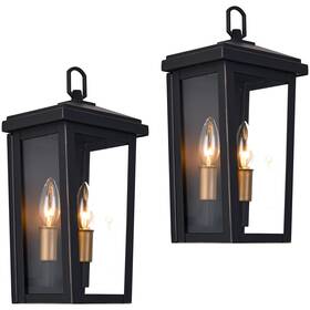 Hw-008-2 Mo&ok 2 Pack Outdoor Wall Lights Coffee Garage Sconce Tempered Glass Lam