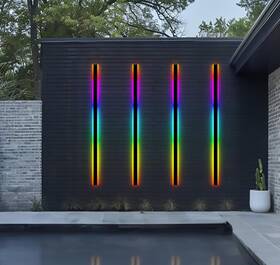 Mod000-bk-67-rgb Mod Lighting Haylen Rgb Outdoor Wall Lights 7 Colors And 358 Light 67 Inch
