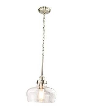 P0002-1-bn N A Modern Industrial Pendant Light With Clear Seeded Glass Shade Adjustable