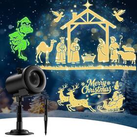 Se368-10 Nagudenfo 12 In 1 Nativity Scene Christmas Projector Lights Outdoor Indoor - 3d Red