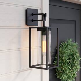 Nathan James 842196003348 Sedona Outdoor Black Wall Sconce Light Fixture Exterior Porch L