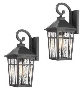 Xn12w2-s-sw-bk Naxttii Outdoor Wall Lanterns 2-pack Black Glass Metal Hardwired Xn12w2