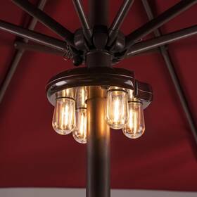 Nora Gift 616908376712 Patio Umbrella Light With Led Edison Bulbs Battery Operation 1 Brown