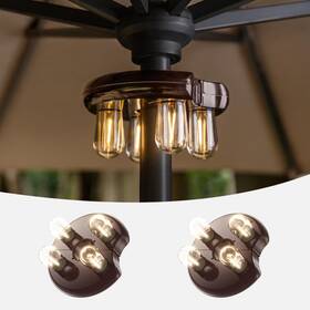 Nora Gift 616908376750 Patio 2 Packs Umbrella Light With Led Edison Bulbs Pack Brown