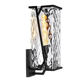 1250-mb-cw Norwell Large Waterfall Matte Black Outdoor Wall Lantern Sconce