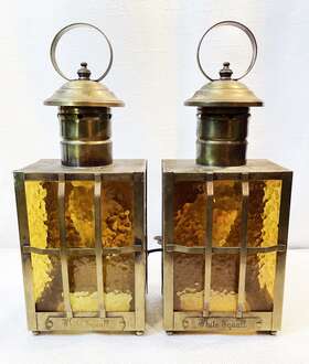 1323-bl-se Norwell Brass Lantern Style Outdoor Wall Sconce With Glass White Squall