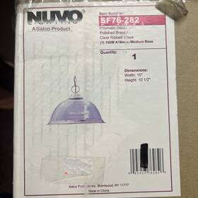 Sf76-282 Nuvo 045923762826 1-lt Ceiling Pendant Polished Brass/clear Glass Prismatic Dome L18 Sf76-282 Nuvo 045923762826 1-lt Ceiling Pendant Polished Brass/clear Glass Prismatic Dome L18